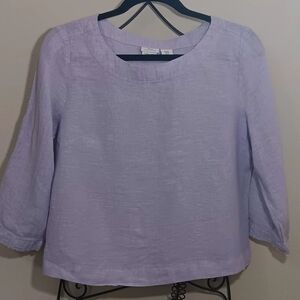 Halston 100% Linen Lavender Cottagecore Crop Top